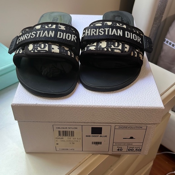 Dior oblique nylon (deep blue) slides - Picture 1 of 2